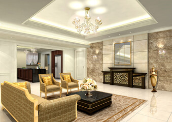 3d rendering a modern apartment interior with modern furniture