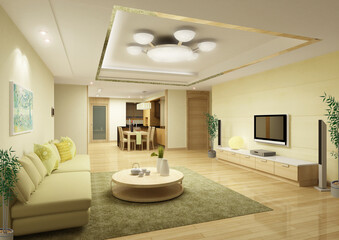 3d rendering a modern apartment interior with modern furniture