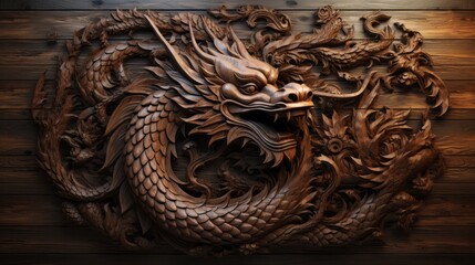 Wooden Dragon symbol of the year 2024. Year of the Dragon, Chinese New Year.