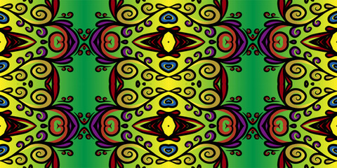  luxurious batik ethnic dayak traditional Java indonesia with beautiful flowers line art gradient design