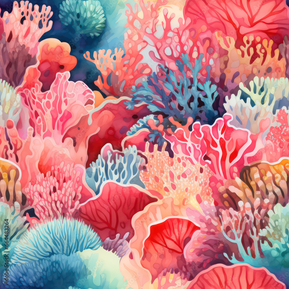 Wall mural Seamless natural coral reef formation background, seamless pattern