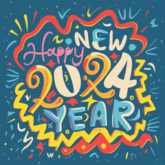 Happy new year 2024 vector design. Conceptual ads for New Year. Colorful style vector illustrations for poster, banner, greeting and new year 2024 celebration.