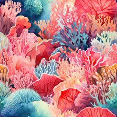 Seamless natural coral reef formation background, seamless pattern