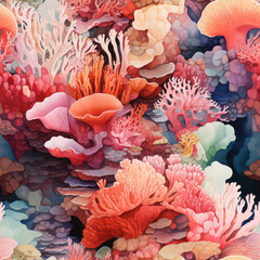 Seamless natural coral reef formation background, seamless pattern