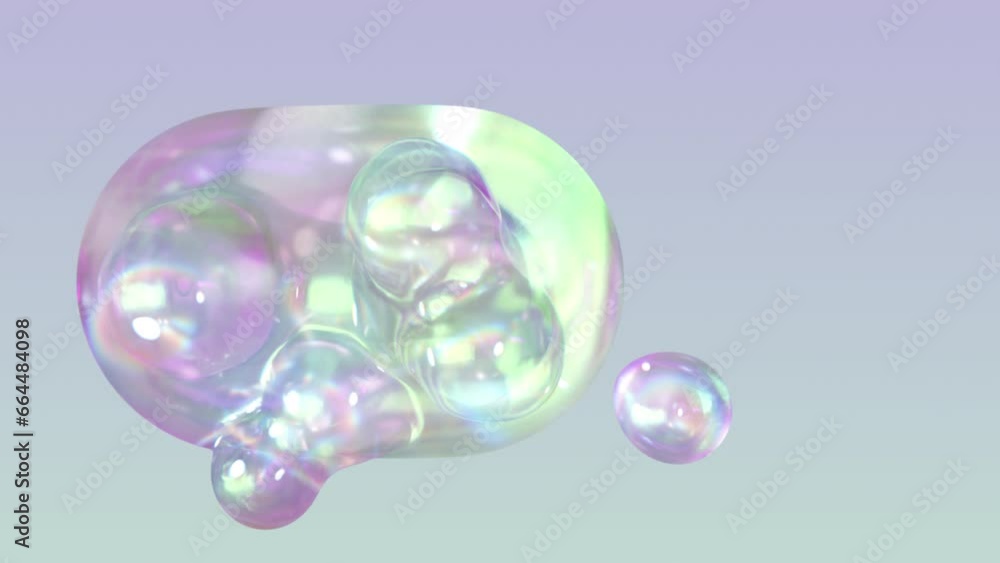 Poster metaball animation of morphing liquid blobs. background of 3d abstract colorful metaballs. bright ho