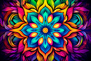 Fototapeta na wymiar colorful beautiful psychedelic mandala background