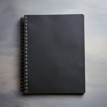 Blank black notebook for design mockup, front view