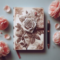 An image diary pen with colourful flowers