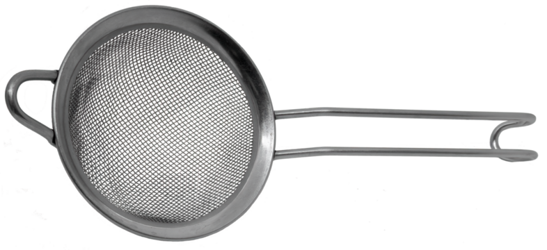 stainless steel kitchen strainer on transparent background