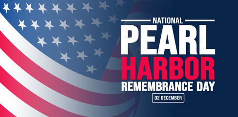 December is National Pearl Harbor Remembrance Day background template. Holiday concept. background, banner, placard, card, and poster design template with text inscription and standard color. vector.