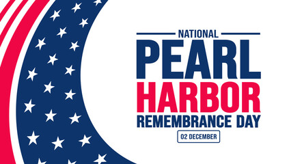 December is National Pearl Harbor Remembrance Day background template. Holiday concept. background, banner, placard, card, and poster design template with text inscription and standard color. vector.