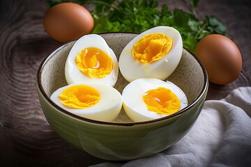 Boiled eggs in bowl.