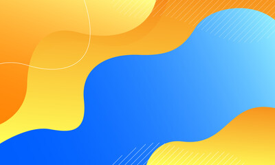 Abstract orange and blue background with waves. Vector illustration