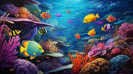 coral reef with fishes generated by AI tool 
