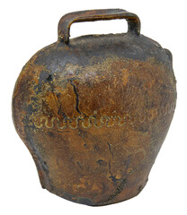vintage metal cowbell on atransparent background