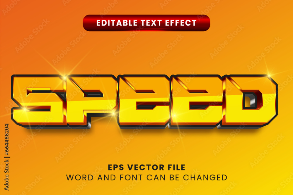 Poster speed futuristic 3d editable vector text effect