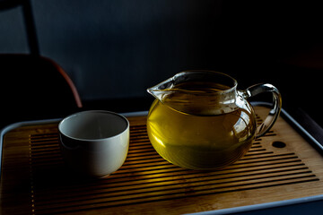 Hot fresh glass tea pot