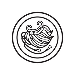 隠れ蓑　吉祥文様モノクロイラスト