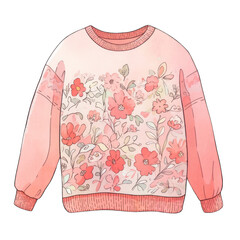 Sweater watercolor floral pattern on a transparent background Png V2