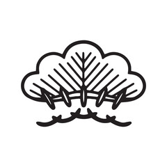 松　吉祥文様モノクロイラスト