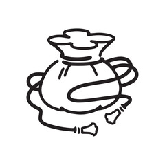 巾着　吉祥文様モノクロイラスト