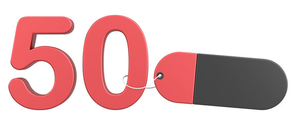 Fifty percent sale. 50% sale. 3D illustration.