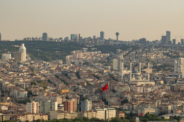 Afternoon view of Ankara city skyline and streets