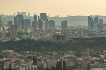Afternoon view of Ankara city skyline and streets