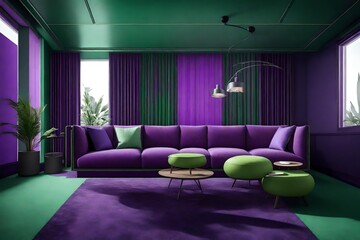  of a lounge, with green and purple background