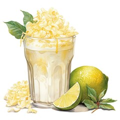 Watercolor jack fruit cream soda, Japanese soda.