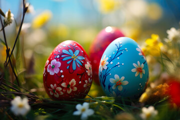 Pastel Wonders: Easter Eggs in Meadow