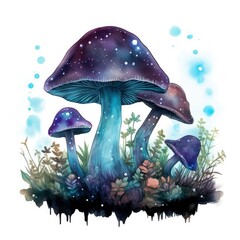 Obraz na płótnie Canvas Watercolor Magical Mushrooms for T-shirt Design.