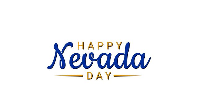 Happy Nevada Day animation text. Handwritten text calligraphy on the alpha channel. Great for events, celebrations, and festivals. Transparent background, easy to put into any video