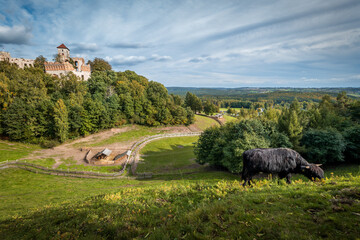 Tenczyn Castle in Rudno on the Trail of the Eagles' Nests. A beautifully situated fortress. A cow...
