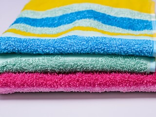 Fototapeta na wymiar colored fluffy towels