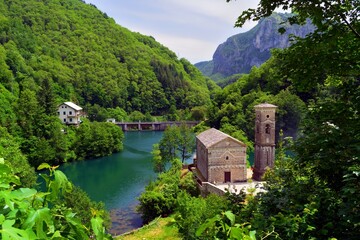 landscape of Isola Santa, a fraction of the Italian town of Careggine, in the province of Lucca, in Tuscany