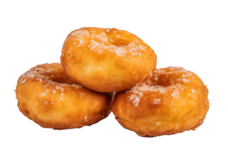 Sugary donuts on transparent background. Generative AI.