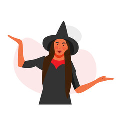 Woman wearing witch custom to celebrating halloween