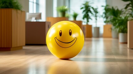 A Yellow Smiling Ball Can Promote a Positive Work Environment.