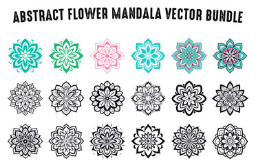 Colorful Mandala Vector Bundle, Set of Vector boho mandala illustration, Ornamental Floral Mandala Set