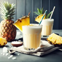 Pina colada pineapple juice and fruits
