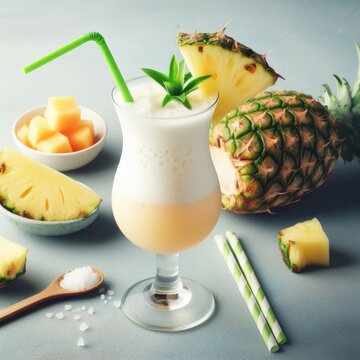Pina colada pineapple juice and fruits