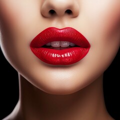 Obraz premium Portrait of a beautiful woman with red balloons. Fashion photo.