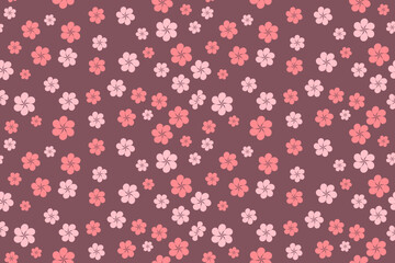 Seamless Colorful Cute Pink Flower Pattern Background. Vector Illustration. Backdrop. Wallpaper