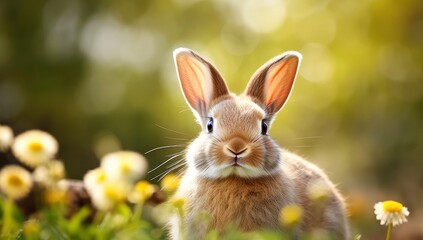 Easter Bunny with beautiful Spring Nature.