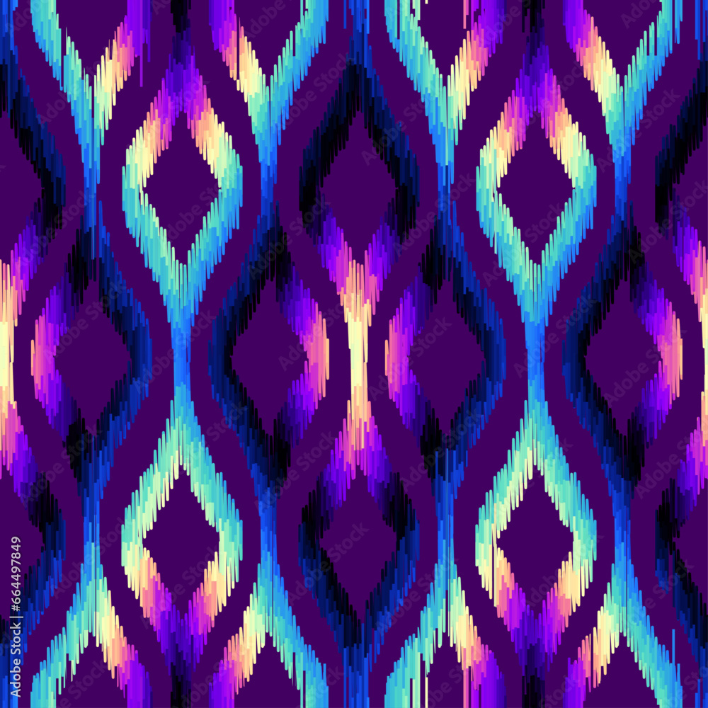 Poster geometric abstract grunge vintage pattern. aztec ikat style. seamless vector image.