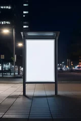  Blank rectangle billboard mockup at night city © vectornation