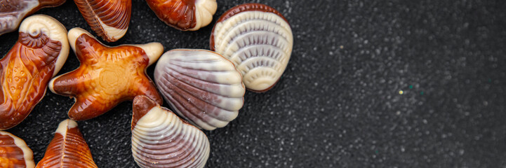 candy seashells delicious chocolate sweet dessert delicious healthy eating cooking appetizer meal food snack on the table