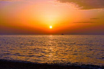 sunset over the sea in marina di zambrone tropea calabria italy