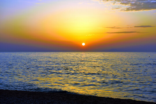 sunset over the sea in marina di zambrone tropea calabria italy